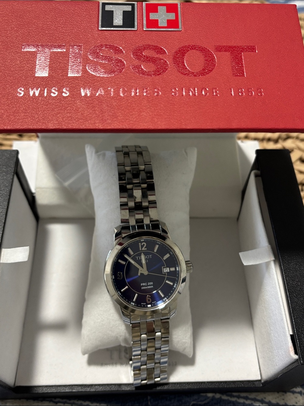 Original box. Tissot Men's Stainless Steel Watch with Blue Dial
